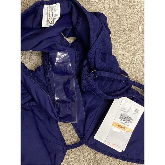 New. BECCA navy plunge neck swimsuit. Small. $129 - Picture 8 of 8